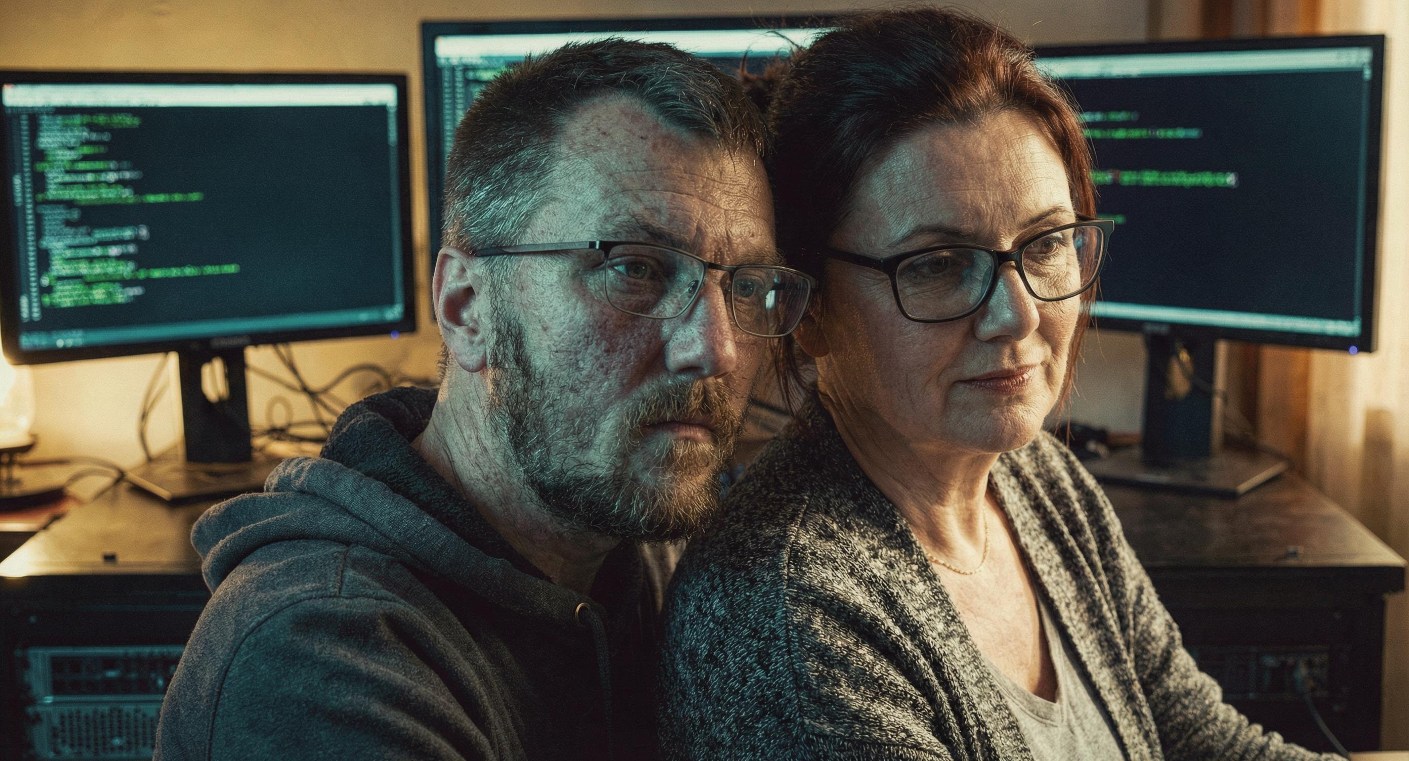 Csaba és Fruzsi együtt a monitor előtt — egy mosoly tanítása